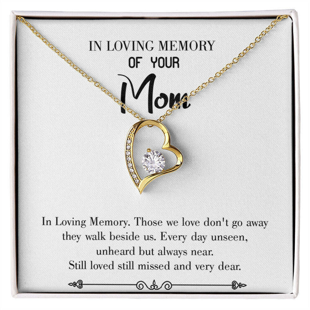 Mom Loving Memory Forever Love CZ Heart Necklace White Gold Luxury Box